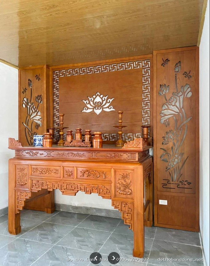 Bàn cơm cúng 69cm gỗ sồi nga tại Hoàng Mai - Đồ thờ Sơn Vũ