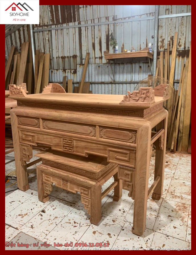 Bàn Thờ 1m76 Gỗ Hương Đá Dạ Như Ý tại Long Biên - Đồ thờ Sơn Vũ