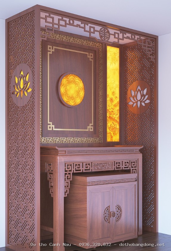 Bàn thờ đứng chung cư cùng vách ngăn phòng thờ tại Đống Đa