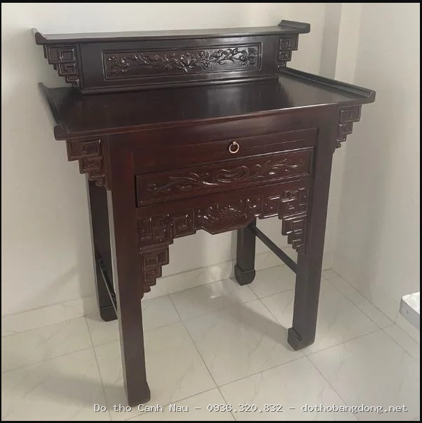 Bàn thờ gia tiên gỗ gõ đỏ 2 tầng tay cuốn tại Nam Từ Liêm - Đồ thờ Sơn Vũ