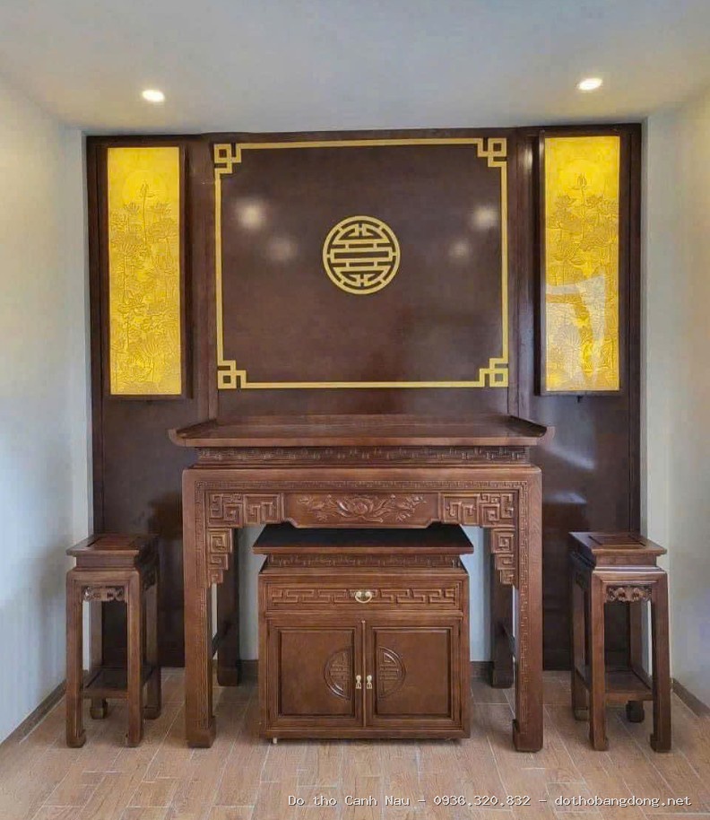 Bàn Thờ Gỗ Gỏ Đỏ Mẫu Như Ý tại Đống Đa - Đồ thờ Sơn Vũ