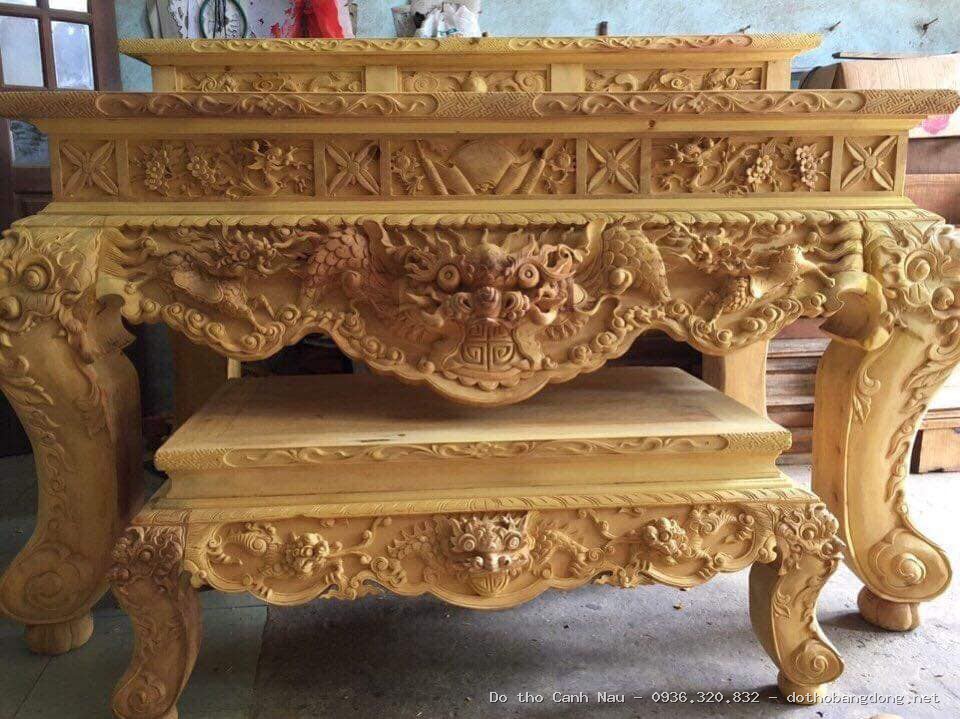 Bàn thờ gỗ hương đá Sen Hoa Lan Tây tại Ba Đình - Đồ thờ Sơn Vũ