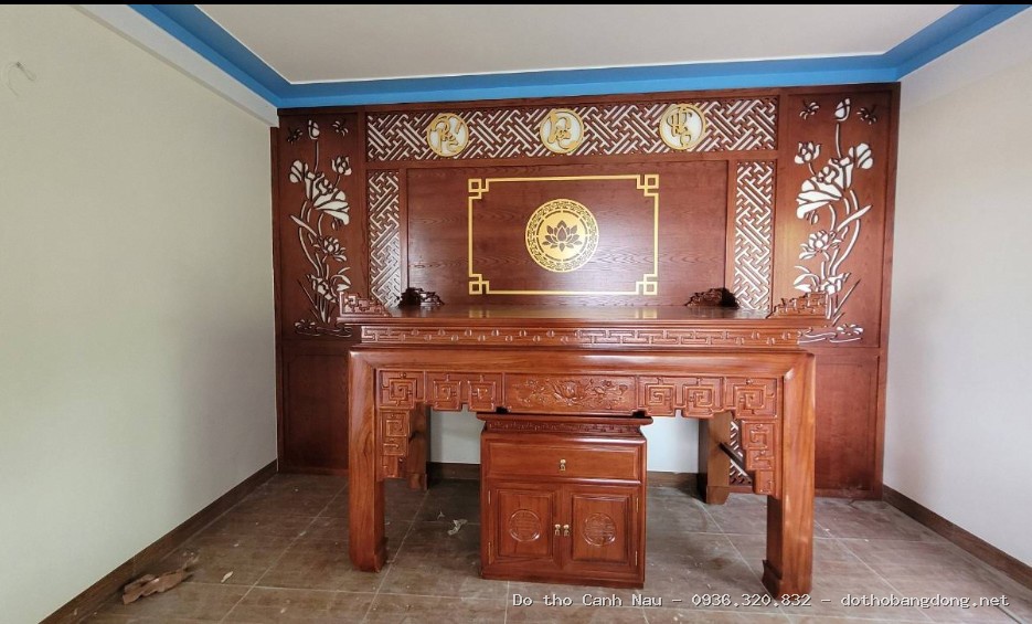 Bàn thờ gỗ Hương như ý 1m75 tại Thanh Xuân - Đồ thờ Sơn Vũ
