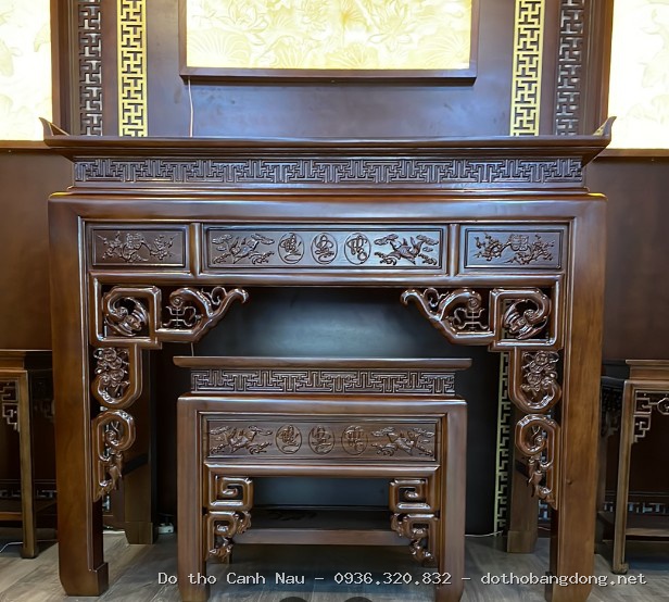 bàn thờ gỗ tự nhiên giá xưởng BT200 tại Hai Bà Trưng - Bàn thờ Canh Nậu