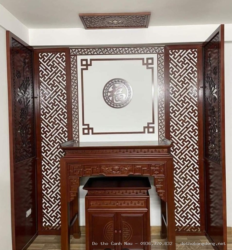 Bàn Thờ Truyện Gỗ Mít Tứ Quý Hoá Long 1m5 tại Hà Đông - Bàn thờ Canh Nậu