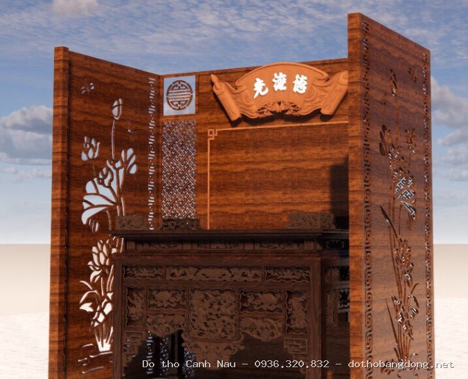 MẪU BAN THỜ KÍCH THƯỚC NHỎ RÁT VÀNG tại Hà Đông - Bàn thờ Canh Nậu