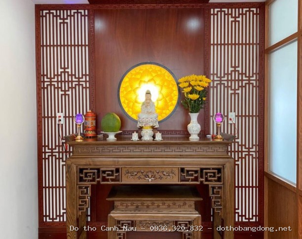 thiết kế phòng thờ gỗ tự nhiên tại Nam Từ Liêm - Bàn thờ Canh Nậu